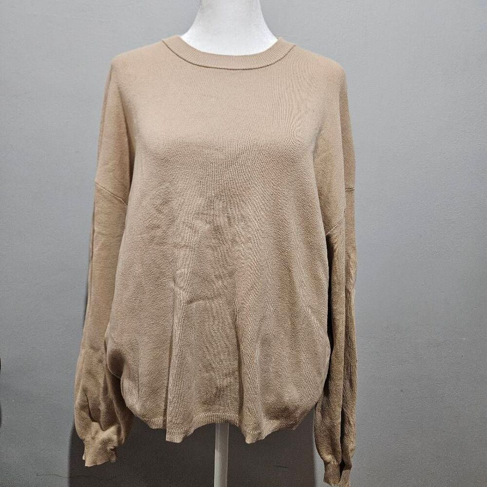 Arach&Cloz Women's Wool Blend Oversized Crewneck Fall Casual Sweater Size L - Picture 2 of 8